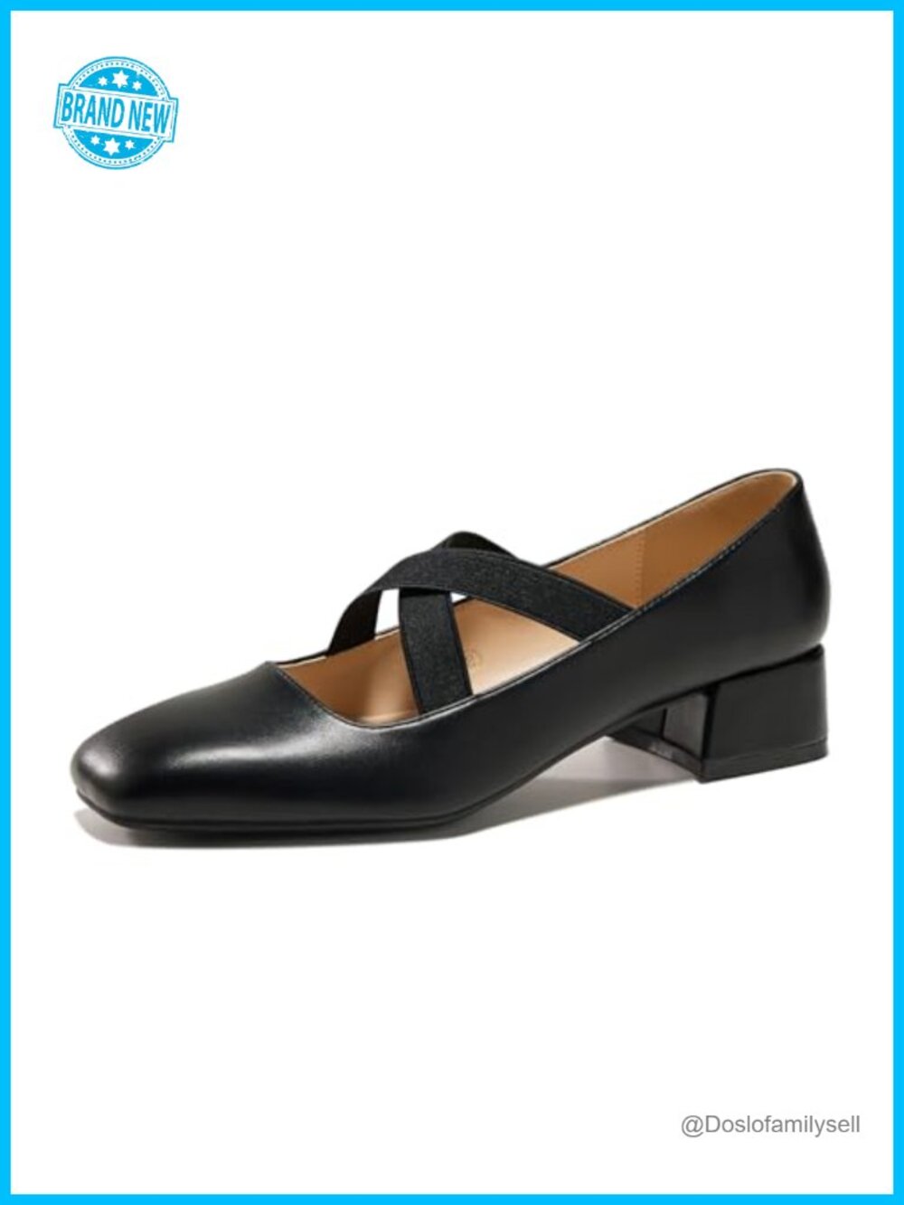 Women's Mary Jane Chunky Low Heels Faux Leather Square Toe Pumps